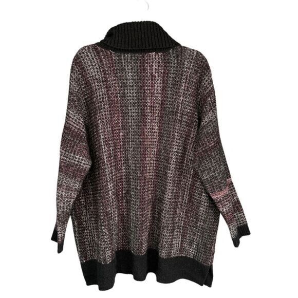 Pure Jill Women's Oversized Turtleneck Pullover Sweater Red Black Medium/Large‎ - Picture 2 of 7